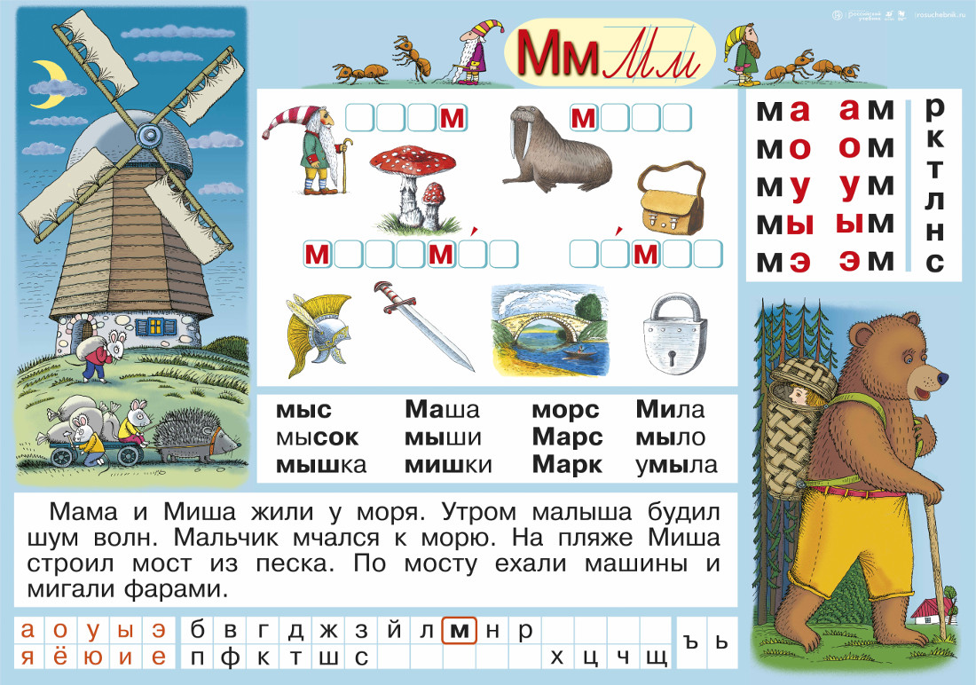 Буква М – наглядное пособие – Корпорация Российский учебник (издательство  Дрофа – Вентана)