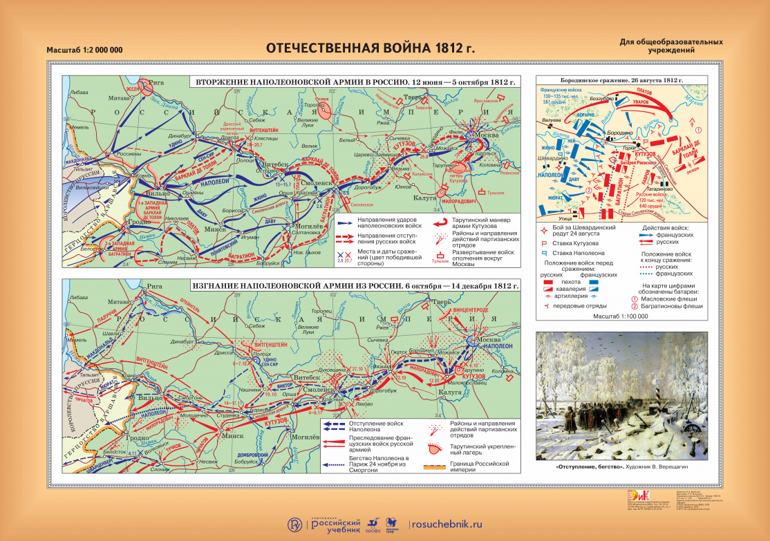 Отечественная война 1812 г контурная карта